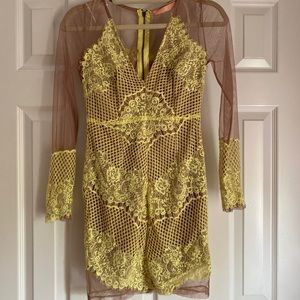 paradisco long sleeve sheer lace dress - 10